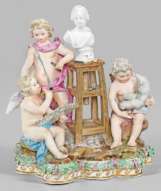 The group of amorini as an allegory of the sculptural art.