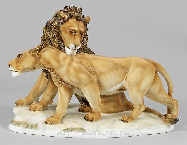 Art Deco - Lion Pair Art Group
