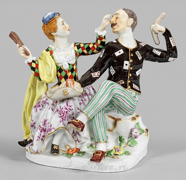 Meissen Figurine Group "Harlequin and Columbine"