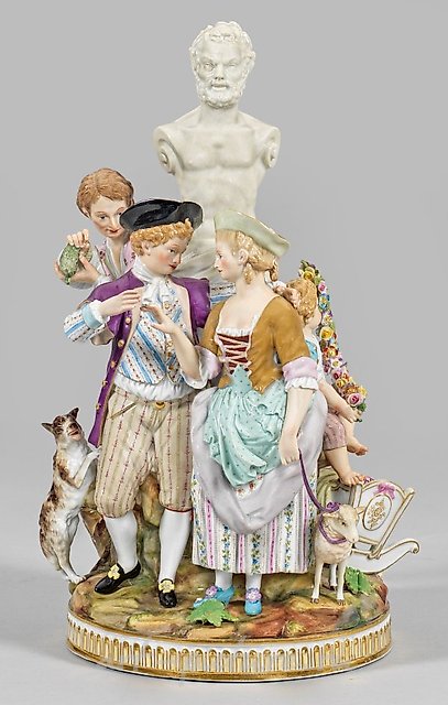 Great Meissen figurine group "The Rural Engagement"