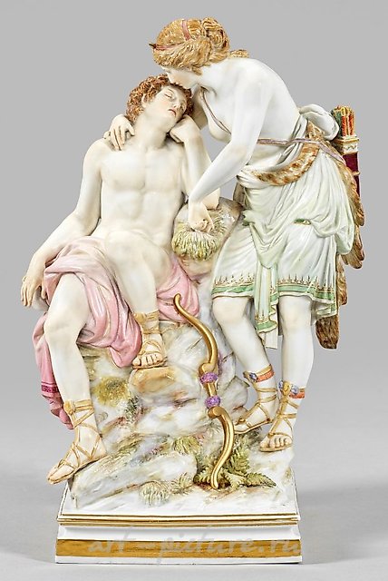 Mythological Meissen figurine group "Diana and Endymion"