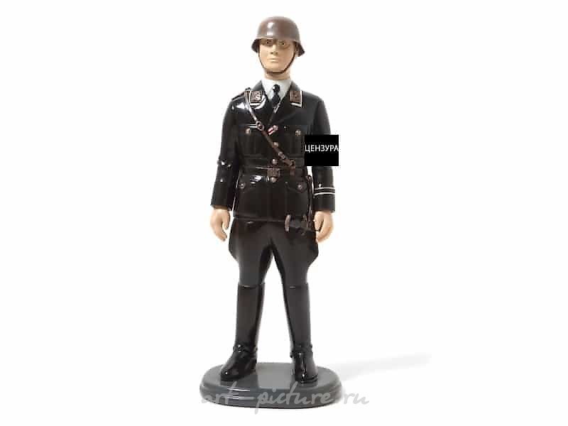Author's stone sculpture "German Officer of World War II." Gemstones, details of the equipment - silver.