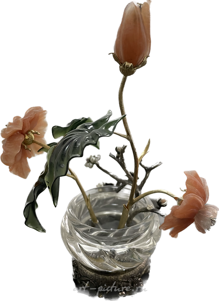 Jewelry composition "Ikebana" made of precious metals and stones. Author of the work: Svetlana Sedykh.