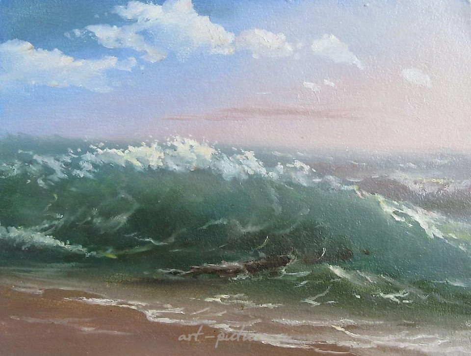 The waves at the shore.
