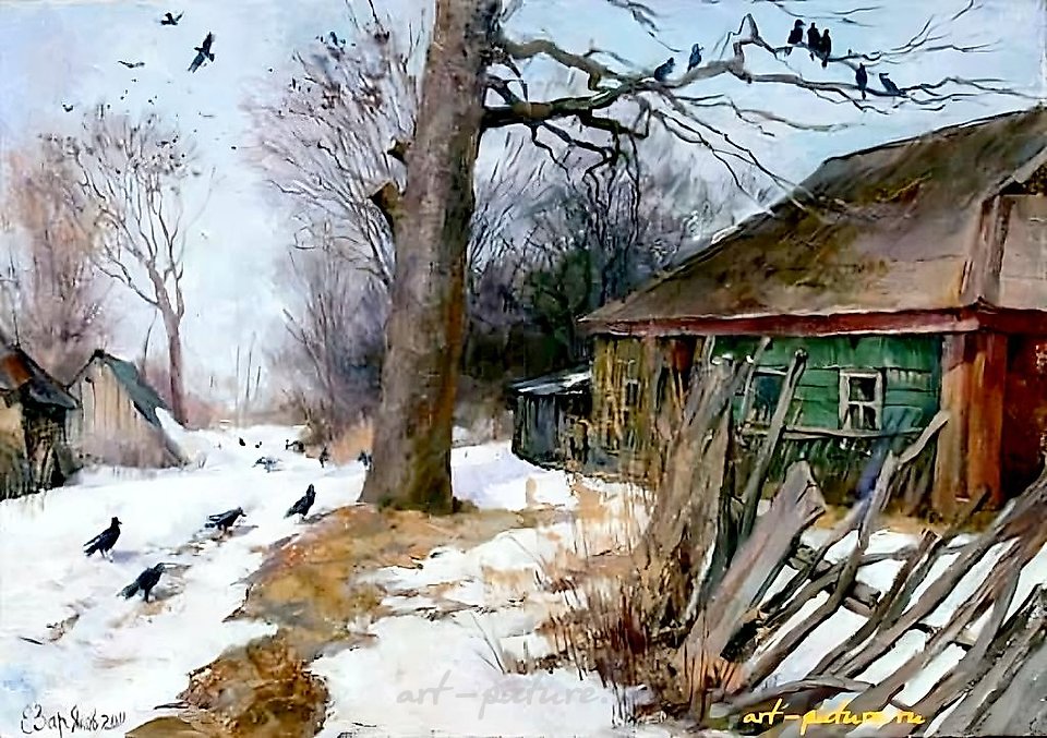 Этюд в деревне. Холст, масло. 35 х 50 см