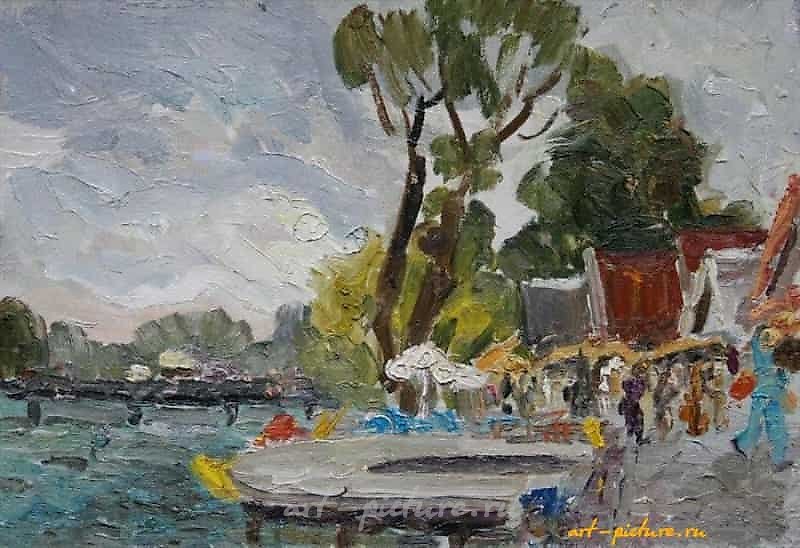 Тракай. Базарные лавки. Литва. Картон, масло. 20 х 30 см.