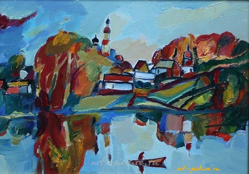 Золотой плес. Картон, масло. 22 х 30 см