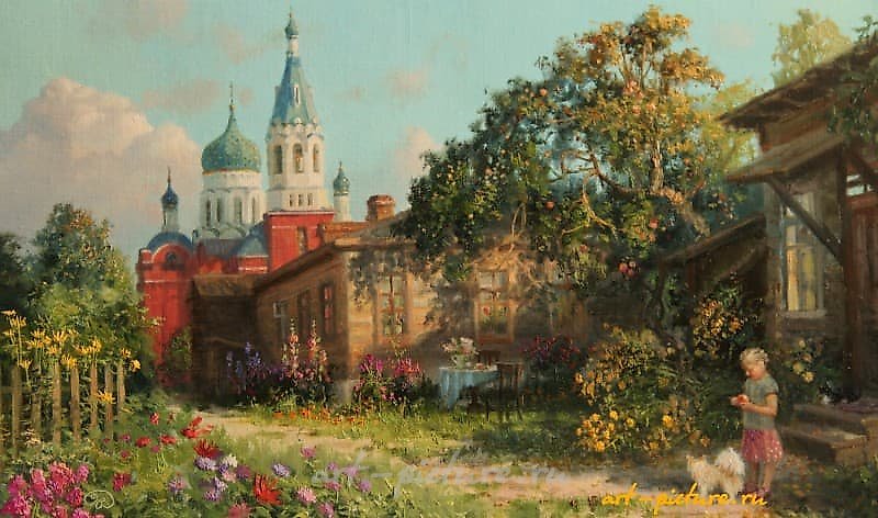 В наш городок приходит осень... масло, холст 