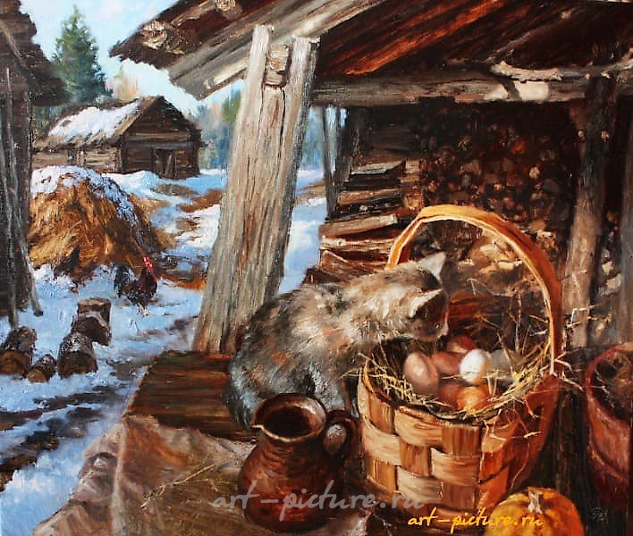 Весна  в деревне Залесье. масло, холст 