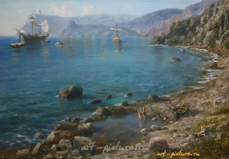 На  берегу. масло, холст 