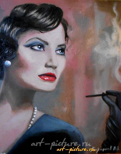 The text translates to "Fatal Lady (oil on canvas)" in English.