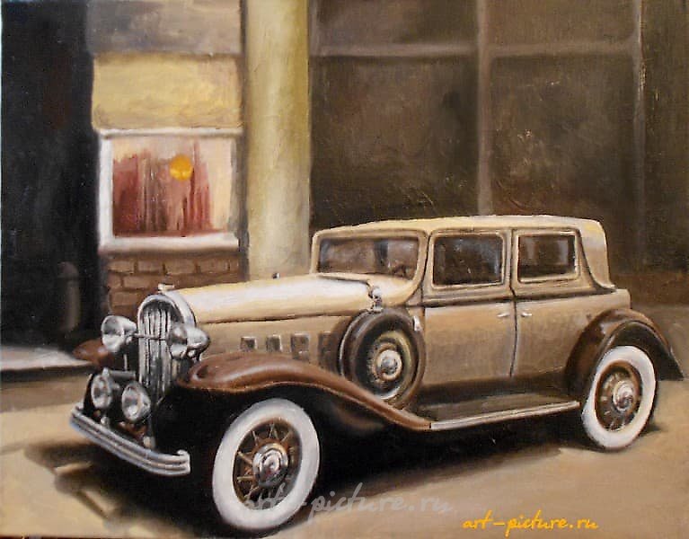 "Buick 1932, oil on canvas"