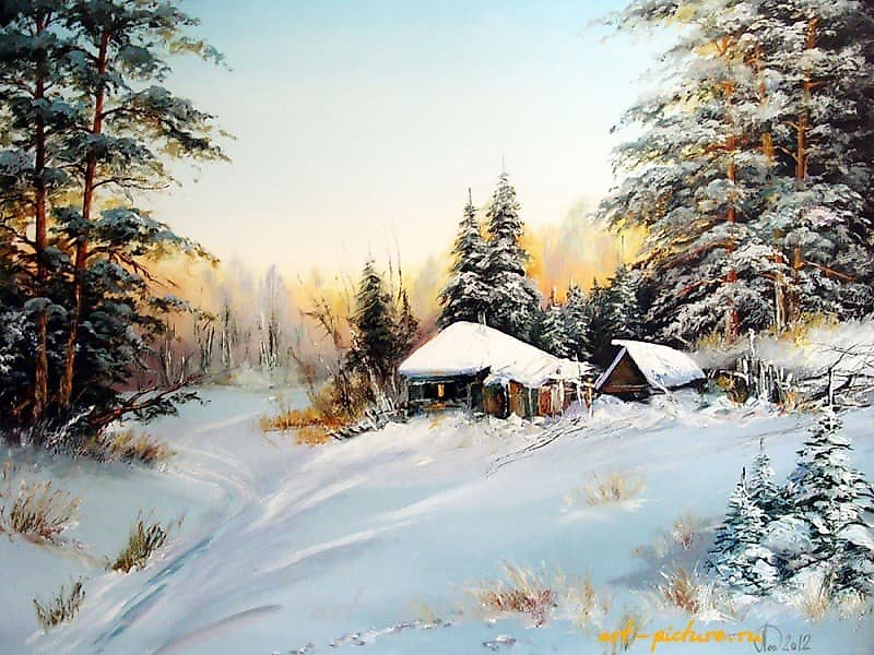 Зимнее утро масло,холст