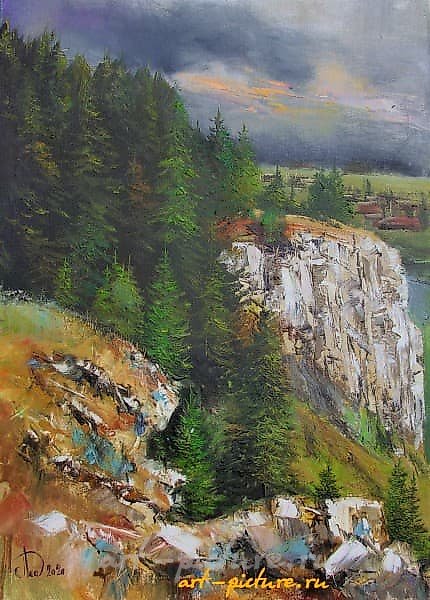 Вид с горы масло,холст
