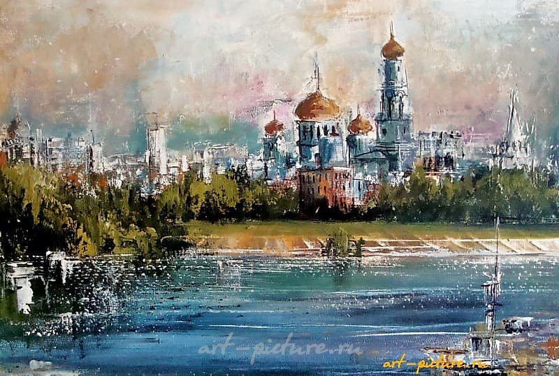 Вид на Казанский собор масло,холст