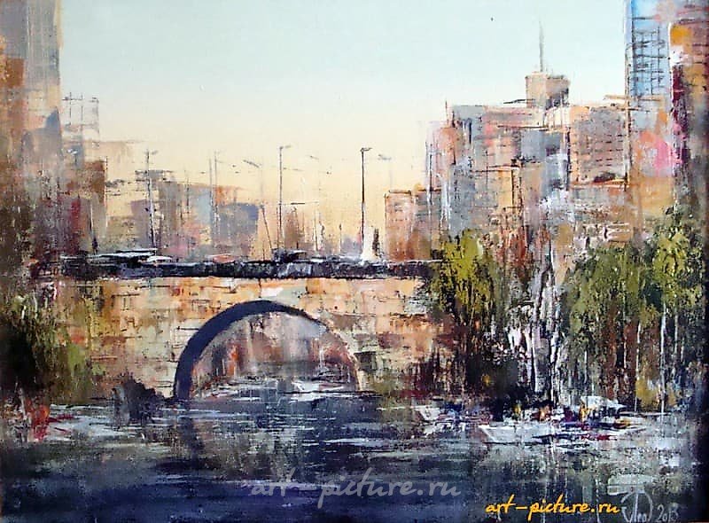 城市。港口。机场 油画，画布