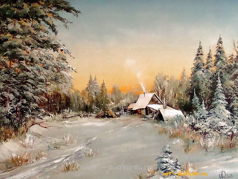Зимний пейзаж масло,холст