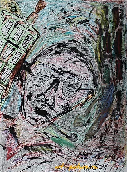 Portrait of a New Yorker | Ньюйоркер Pencil, pastel and ink on paper | Карандаш, пастель, тушь, бумага 