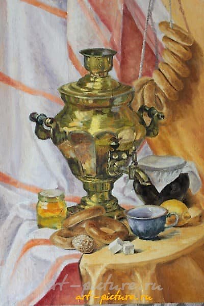 茶叶静物 油画，画布