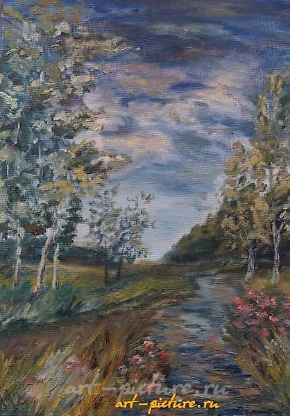 летний вечер перед грозой масло, холст 