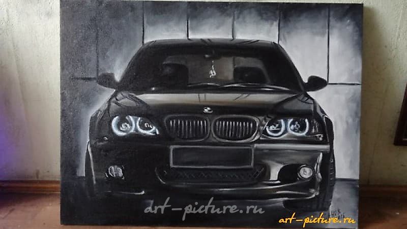 The translation of "BMW масло, холст" into English is "BMW oil, canvas."