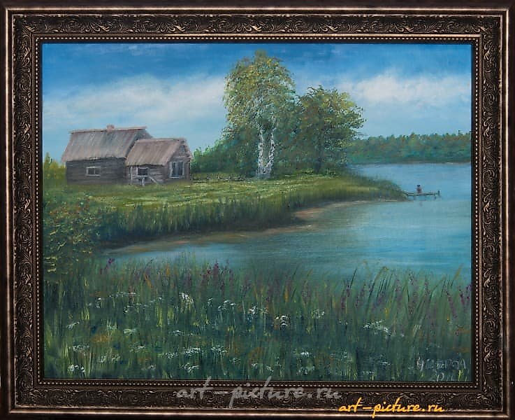 Домик у озера масло, холст 
