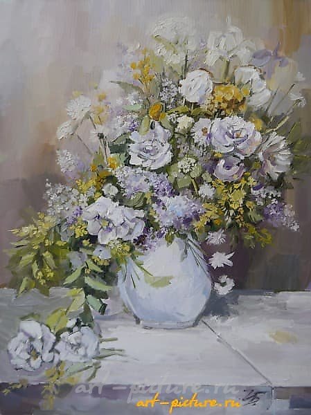 "Spring Bouquet by O. Renoir in my rendition, oil on canvas."
