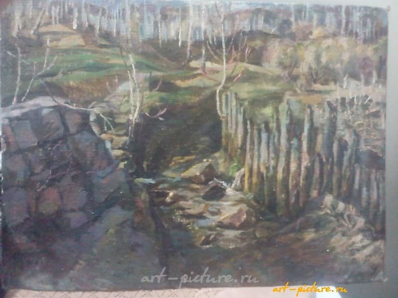 Старая запруда. холст на картоне.масло 