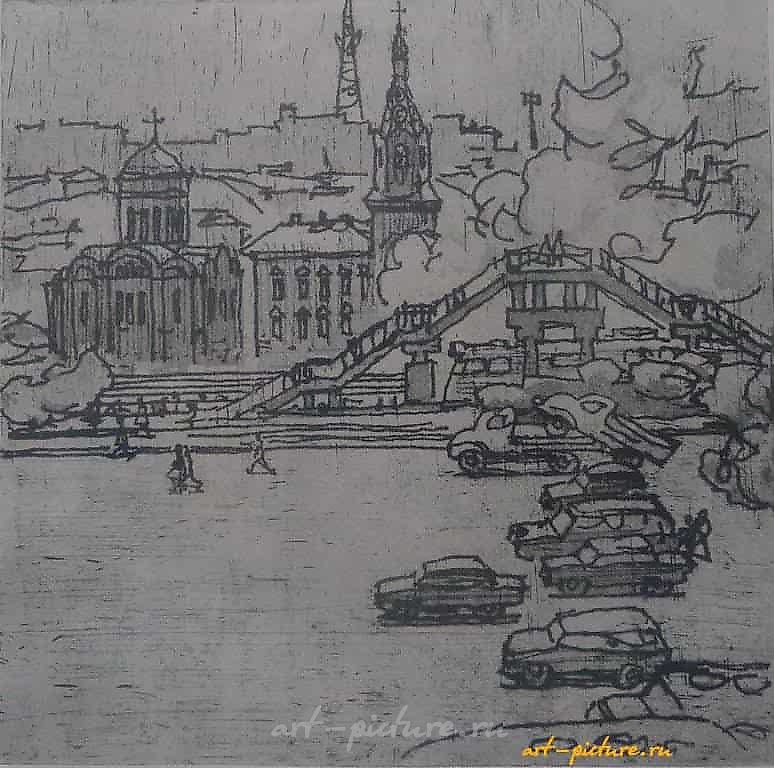 Smolensk. Drawbridge. Etching. 21 x 21 cm.
