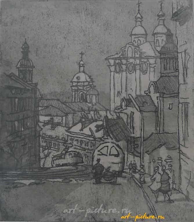 Smolensk. Big Street. Etching. 21 x 21 cm.