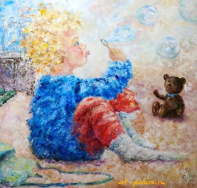 The translation of "Детские шалости масло, холст" into English is "Childish Mischief oil, canvas."