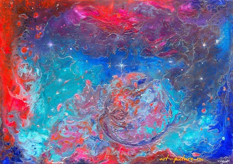 "Star Dust acrylic, canvas on cardboard"