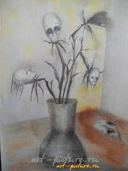 "Faded flowers watercolor, pencil, watercolor paper"