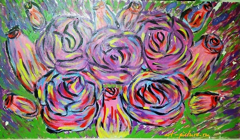 "Purple roses - acrylic on MDF"