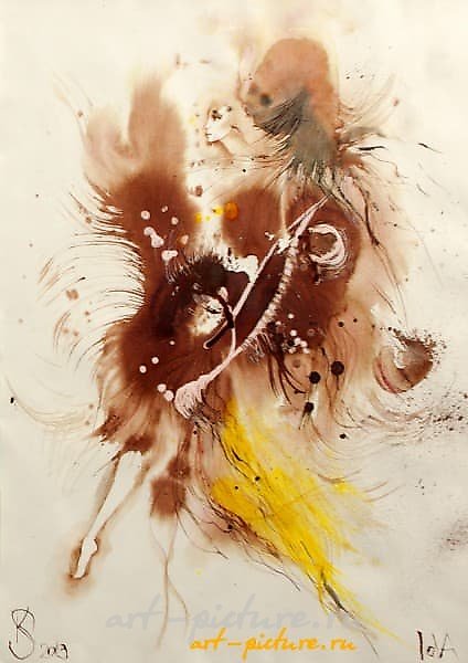 Ольга (Olga) бумага, чернила, акрил (paper, ink, acrylic paints) 