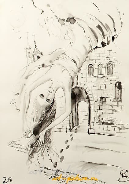 Первый снег (First snow) бумага, тушь (paper, ink) 