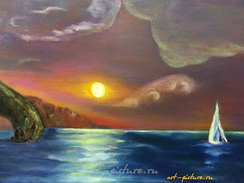 The painting "Cliff" is an oil on canvas, in the style of Impressionism. Oil, canvas.