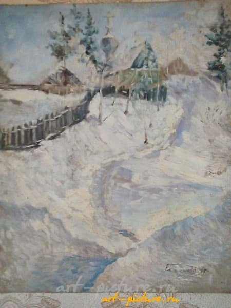 Зима,Церковь в Бирюсинске Холст,масло 