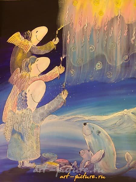 Северное сияние Холст на подрамнике, акрил, лайнер 