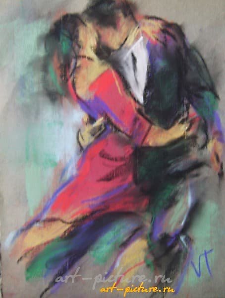 "Passionate dance pastel, paper"