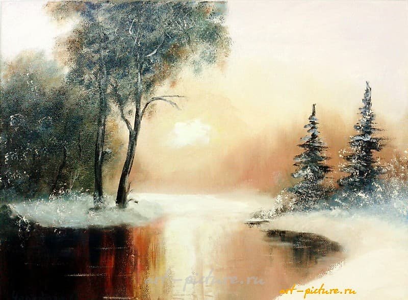 "Winter Day, oil on canvas."