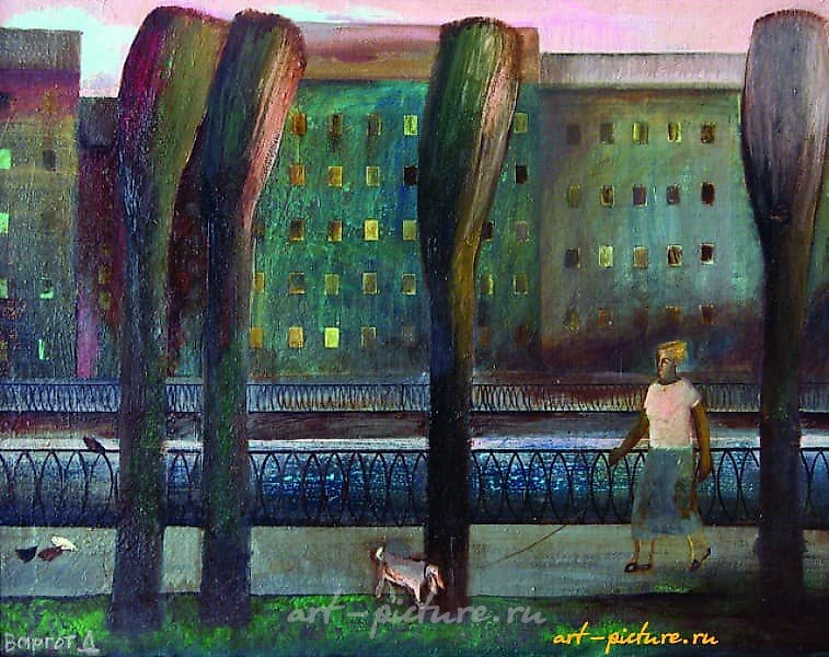 "Walk along the embankment. Oil (painting)"