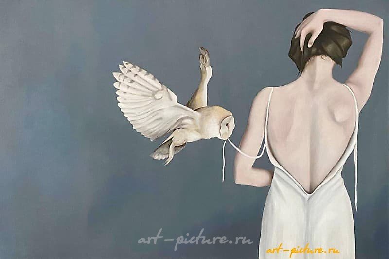 The Girl with the Owl. Oil on canvas.
