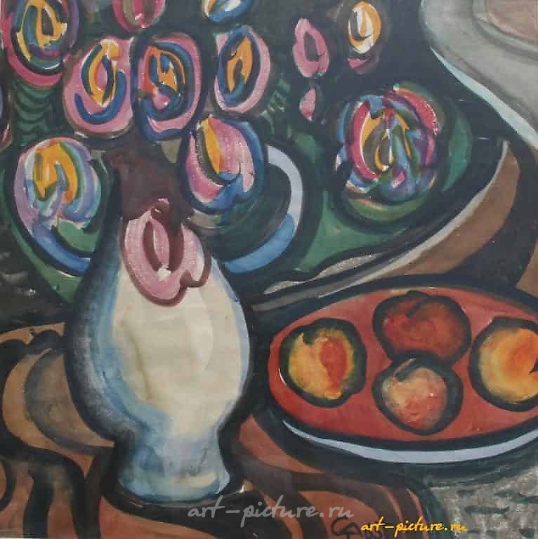 静物画。花瓶。水彩画。48 x 48 厘米