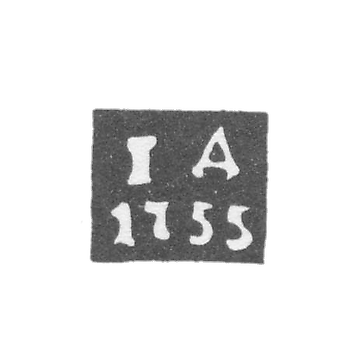 Клеймо пробирного мастера Вологды - Дубровин Иван - инициалы "IД" - 1755-1766 гг.
