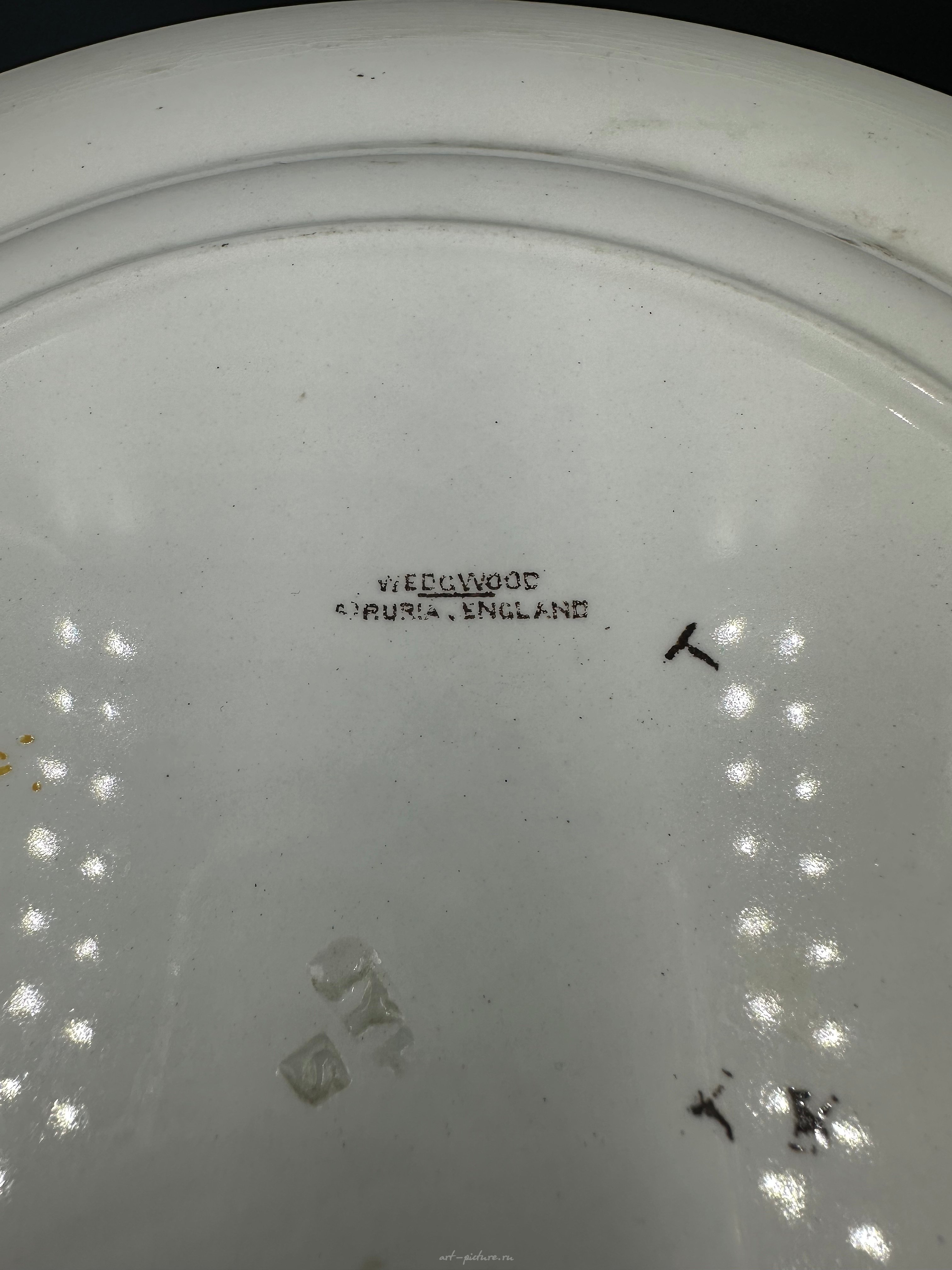 СТАРИННАЯ РУССКАЯ ФАРФОРОВАЯ ТАРЕЛКА ВЕДЖВУД Wedgwood, РУЧНАЯ РОСПИСЬ