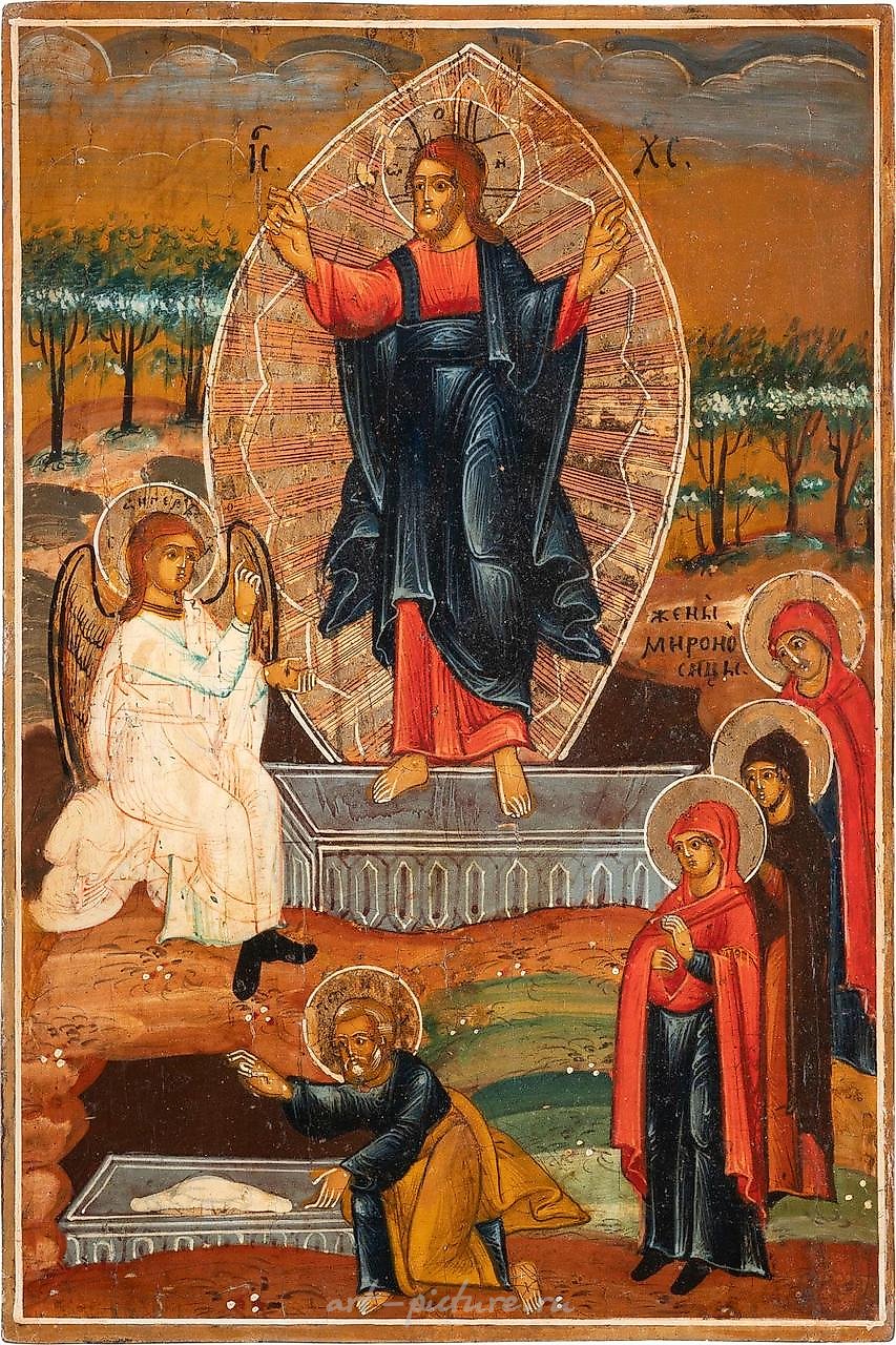 Икона "Воскресение Христово" малого размера, русская, 19 век.
