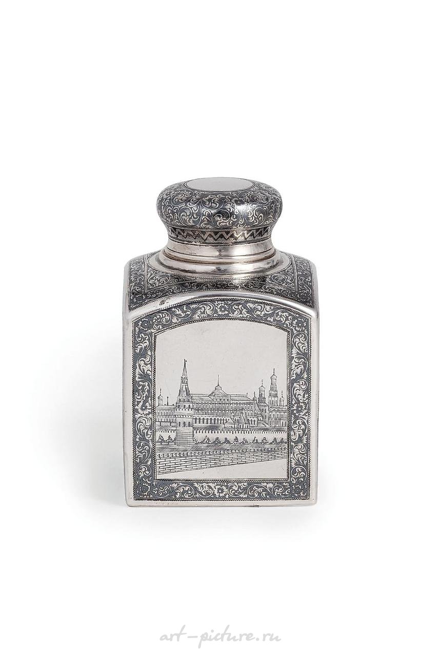 РУССКАЯ СЕРЕБРЯНАЯ ЧАЙНИЦА С ЧЕРНЬЮ, МОСКВА, 1899-1908