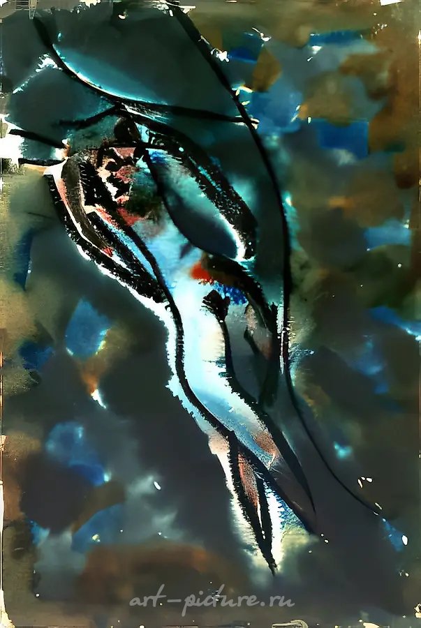 Жемчужная девушка, 1965, бумага, акварель, соус, 36x24