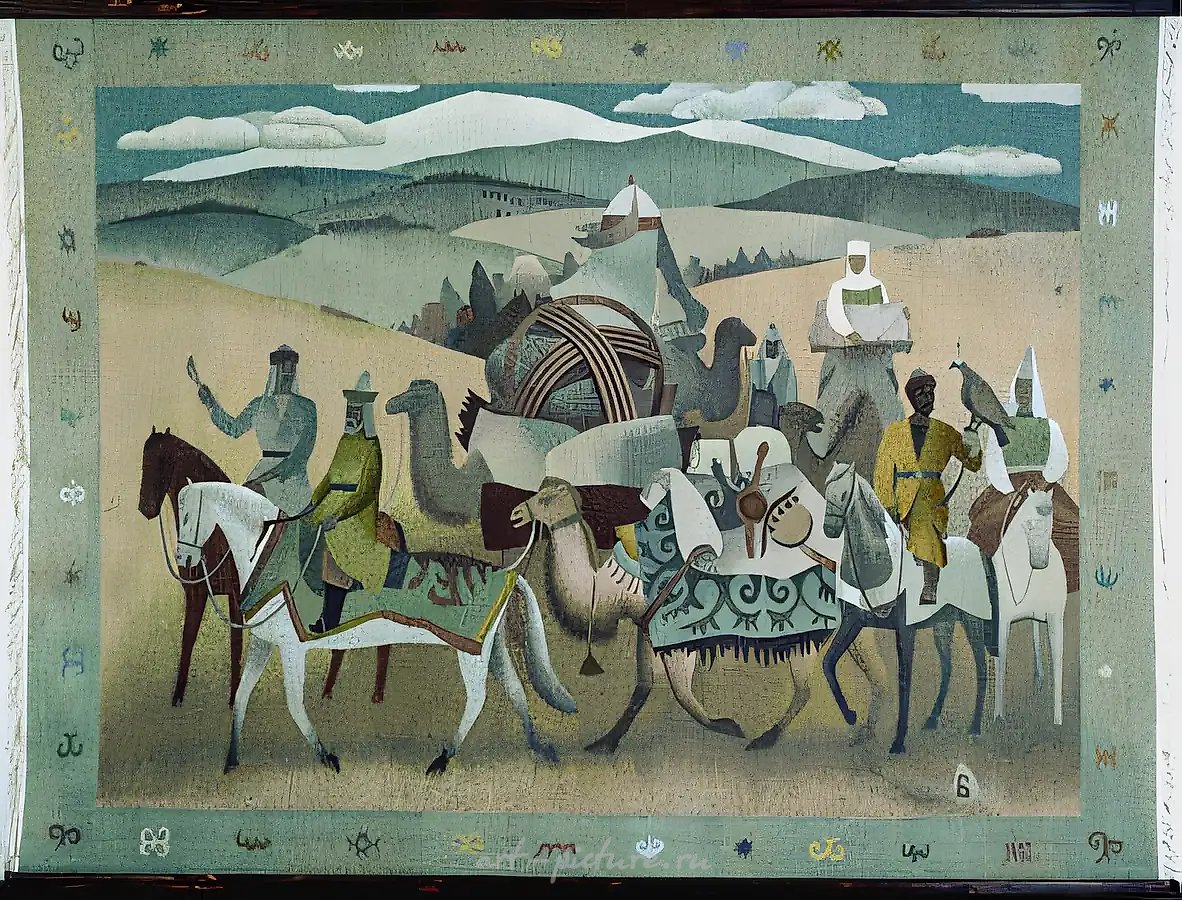 Перекочевка., 1995, шерсть, ручное ткачество, 220х290 Резиденция президента Казахстана